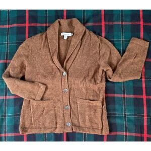 Royal Scot S Alpaca Blend Heather Brown Shawl Collar Cardigan Sweater w/ Pockets